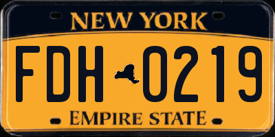 NY license plate FDH0219