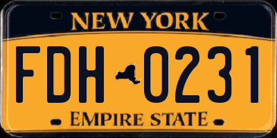 NY license plate FDH0231