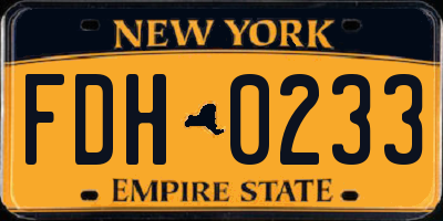 NY license plate FDH0233