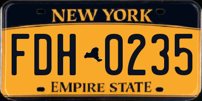 NY license plate FDH0235