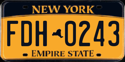NY license plate FDH0243
