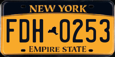 NY license plate FDH0253