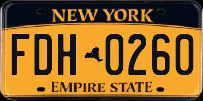 NY license plate FDH0260