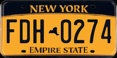 NY license plate FDH0274