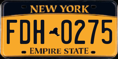 NY license plate FDH0275
