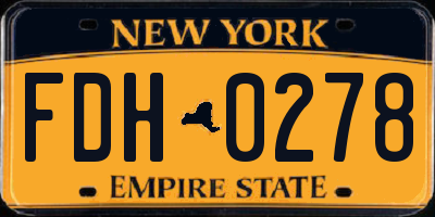 NY license plate FDH0278