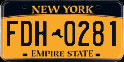 NY license plate FDH0281