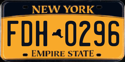 NY license plate FDH0296