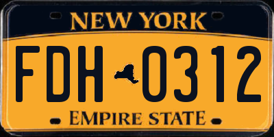 NY license plate FDH0312