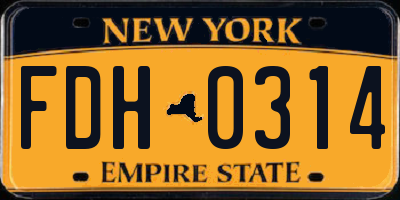 NY license plate FDH0314