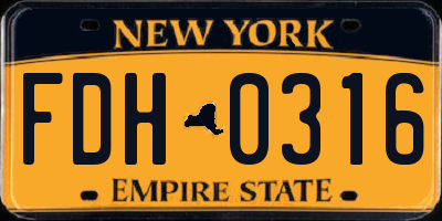 NY license plate FDH0316