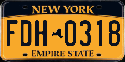 NY license plate FDH0318