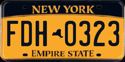 NY license plate FDH0323
