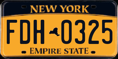 NY license plate FDH0325