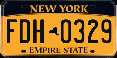 NY license plate FDH0329