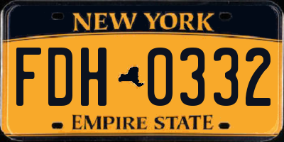 NY license plate FDH0332