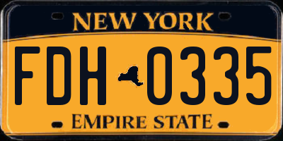 NY license plate FDH0335