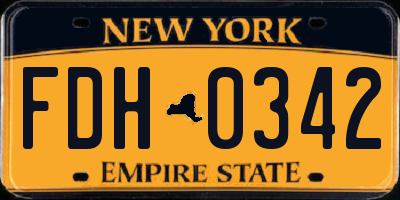 NY license plate FDH0342