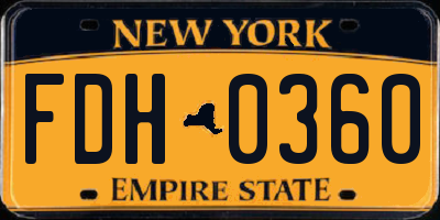 NY license plate FDH0360
