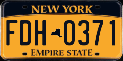 NY license plate FDH0371