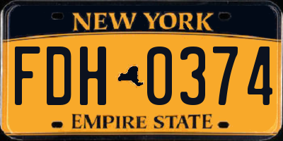 NY license plate FDH0374