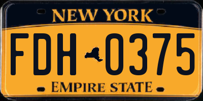 NY license plate FDH0375