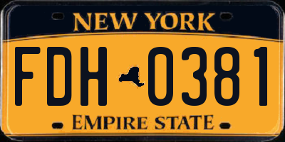 NY license plate FDH0381