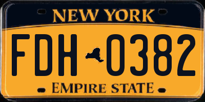 NY license plate FDH0382