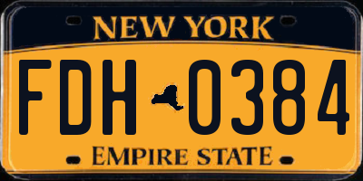 NY license plate FDH0384