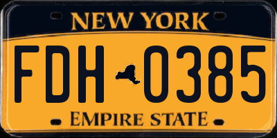 NY license plate FDH0385