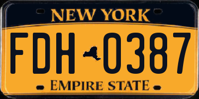 NY license plate FDH0387