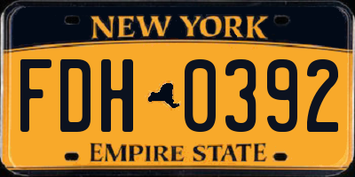 NY license plate FDH0392