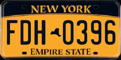 NY license plate FDH0396
