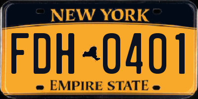 NY license plate FDH0401