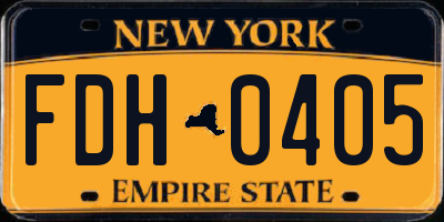 NY license plate FDH0405