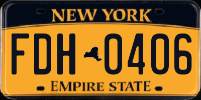 NY license plate FDH0406