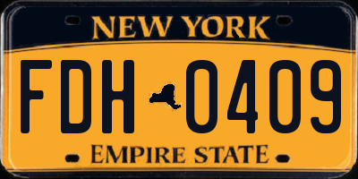 NY license plate FDH0409
