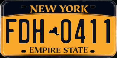 NY license plate FDH0411