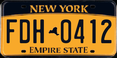 NY license plate FDH0412