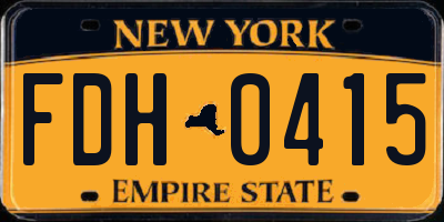 NY license plate FDH0415