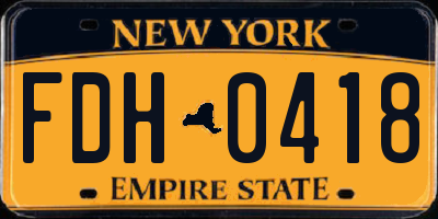 NY license plate FDH0418