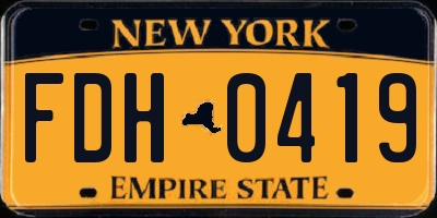 NY license plate FDH0419