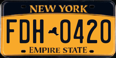 NY license plate FDH0420