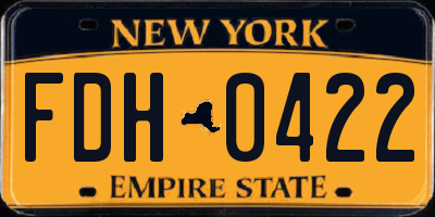 NY license plate FDH0422
