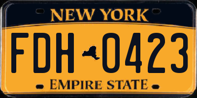 NY license plate FDH0423