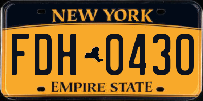 NY license plate FDH0430