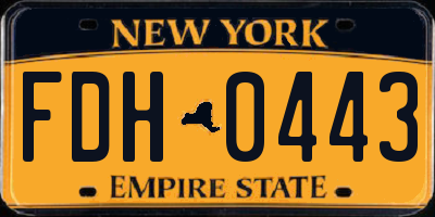 NY license plate FDH0443