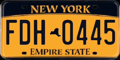 NY license plate FDH0445