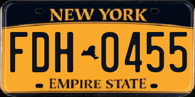 NY license plate FDH0455