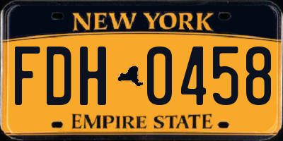 NY license plate FDH0458